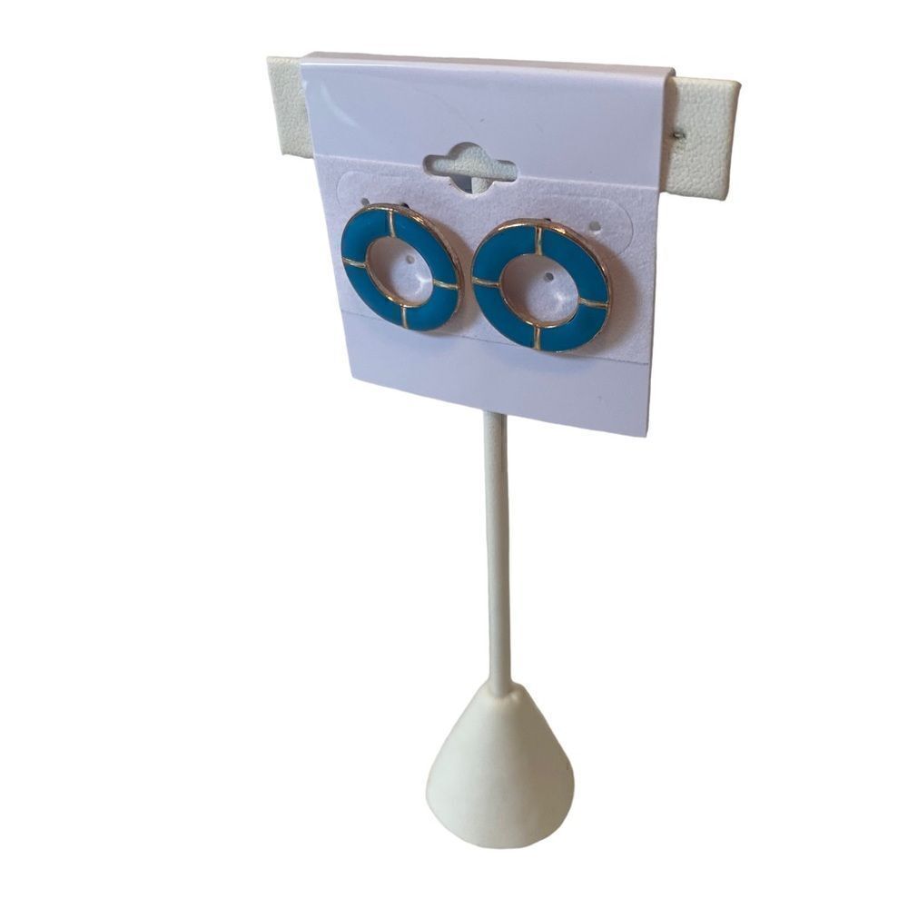 Turquoise Blue & Gold Open Circle Posts. - Picture 3 of 6